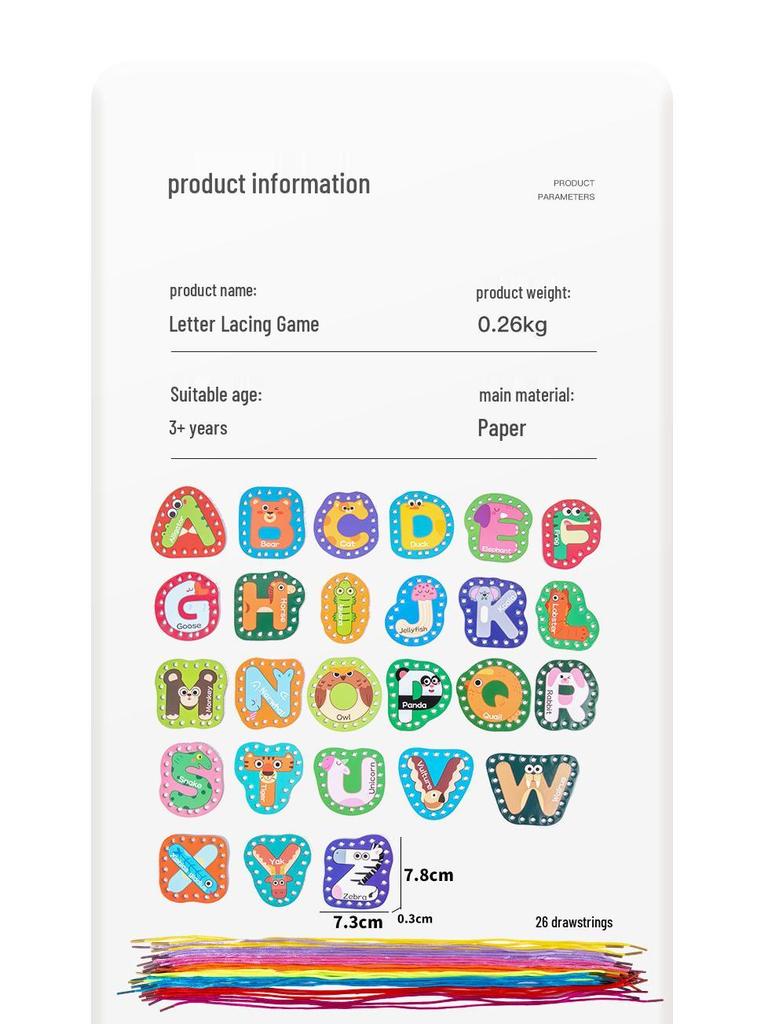 Children's Alphabet Lacing Cards: Educational Word Puzzle for Early Learning