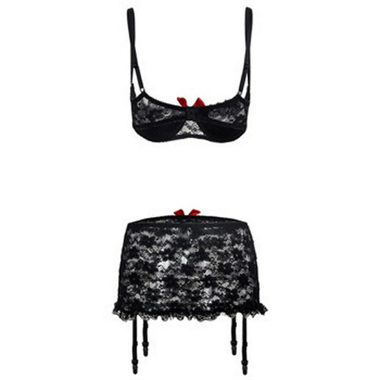 Steel Ring Passionate Fun Lingerie with Bow Lace Half Cup