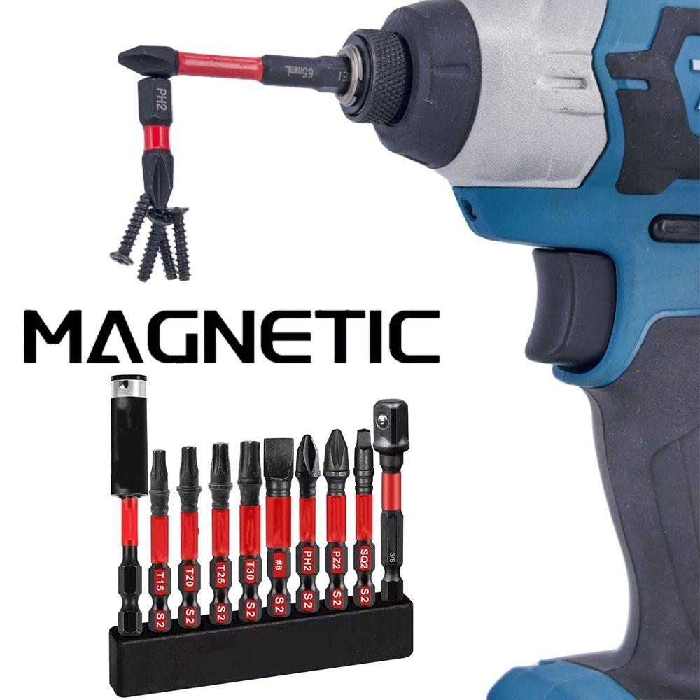 10in1 Mixed 2Inches Impact Screwdriver Bit Impact X50 50-75mm Magnetic S2 Alloy Steel Bit with Storage Organizer Anti-Slip