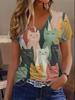Damen Sommer V-Ausschnitt Kurzarm T-Shirt