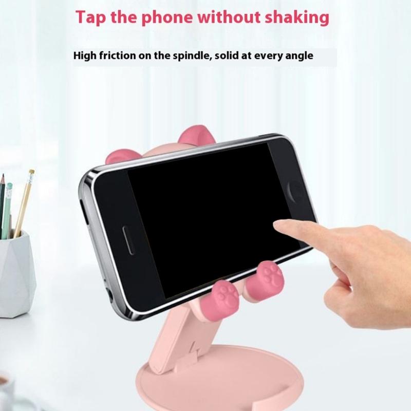 Adorable Cartoon Plastic Phone Holder Foldable Multiple Device Support Stable Desktop Organizers for Travel