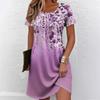 Elegant Floral Pattern Women Mini Dresses Summer Short Sleeve Printed Plus Size Casual Comfortable Soft Dress