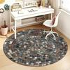 1Pcs Stone Round Rug Non-Slip Machine Washable Floor Mat 2D Flat Vintage Floral Area Rug for Living Room Bedroom Decor