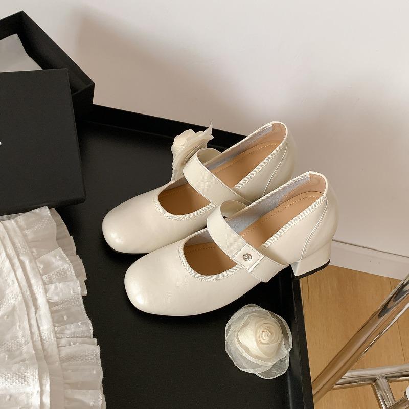 Size 33 small man heightening retro flower word with Mary Jane shoes women's ballet high heel light mouth single shoes