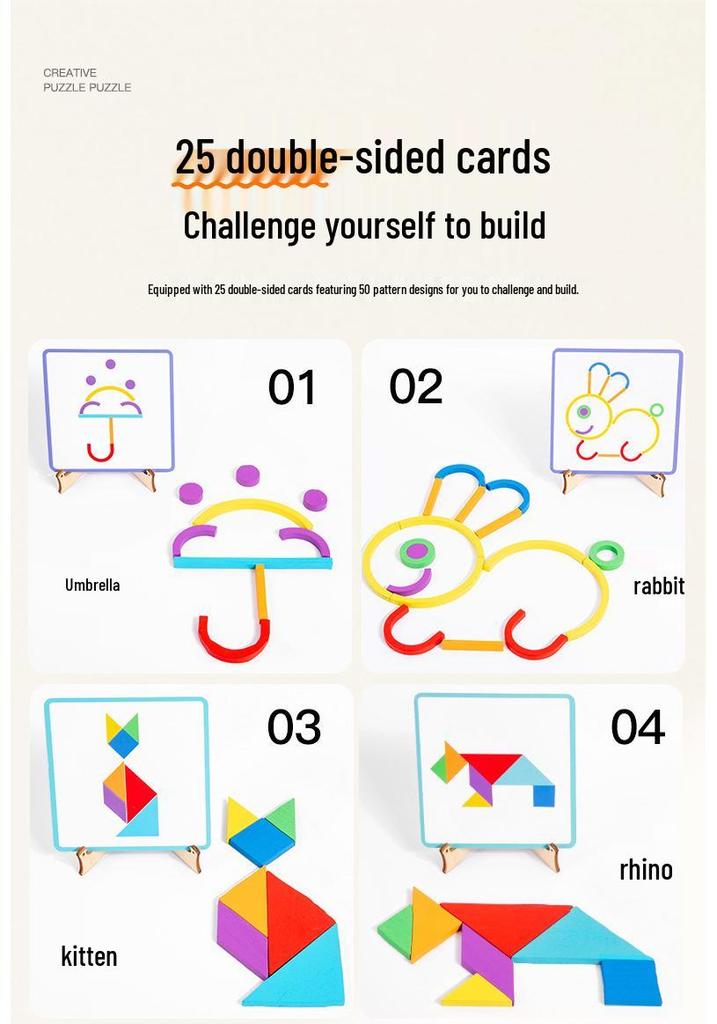 Kids' Creative Tangram Puzzle: Educational Logic and Building Blocks for Early Learning