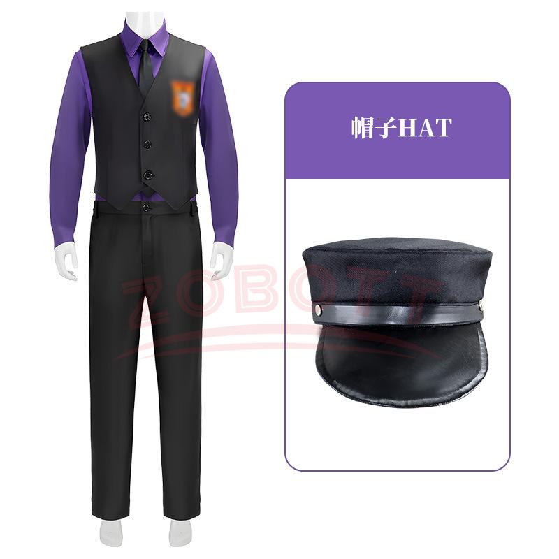 William Afton Cosplay Costume FNaF Purple Guy Costume Five Nights /at Freddy's Doujin Outfit Roleplay Halloween Party Uniforms