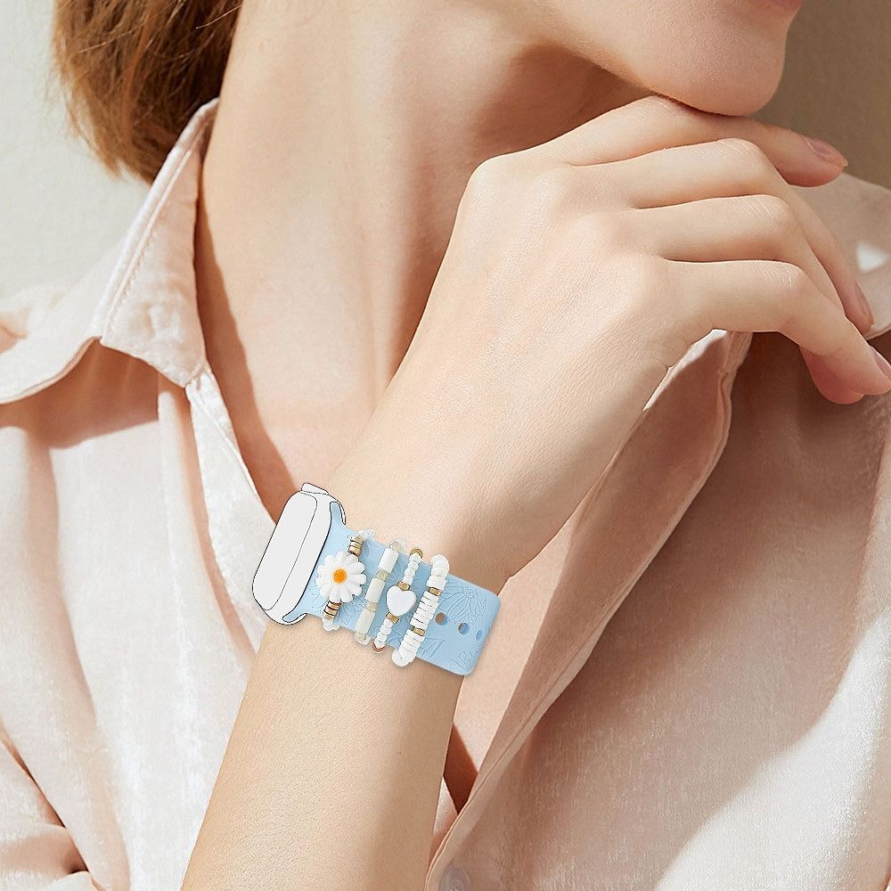 4pcs Flowers Beads Strap Decorative Ring Shells Beads Strap Accessories for Apple Watch Band Women