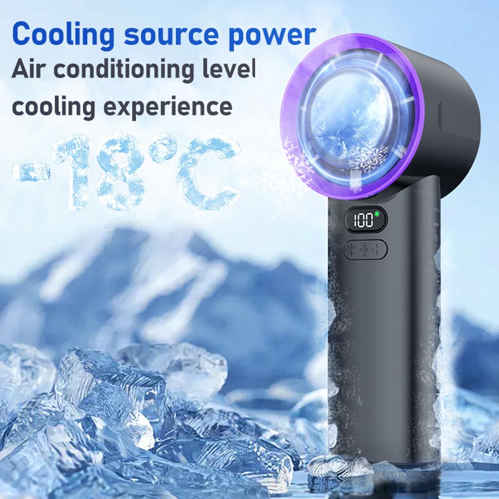 100 Speed Portable Fan with LCD Display, Handheld Cooling Fan, 10m s High Wind Speed, 4000mAh Battery, Ice Ceramic