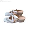 Mode Flechtwerk Damen Sandalen mit Absatz Lässige Pantoletten Schuhe Frau Sommer Quadratische Zehen Pantoletten 2025 Trend Komfortable Slides Weiches Leder Sandalen