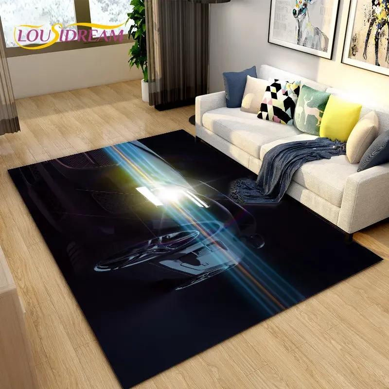 Nový 3D koncept sportovního auta Kobercová rohož, Kobercová rohož do obývacího pokoje Ložnice Pohovka Dekorace Vstupní rohožka, Dětská hrací protiskluzová podlahová rohož