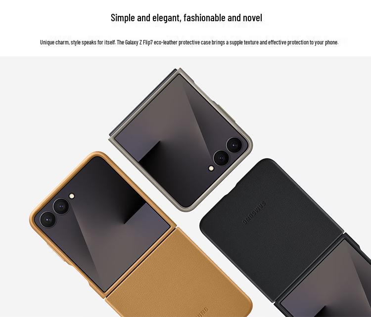 Samsung Z Flip7 Mágneses Bőr Telefon Tok - Teljes Fedés, Egyszínű Védő Hátlap.