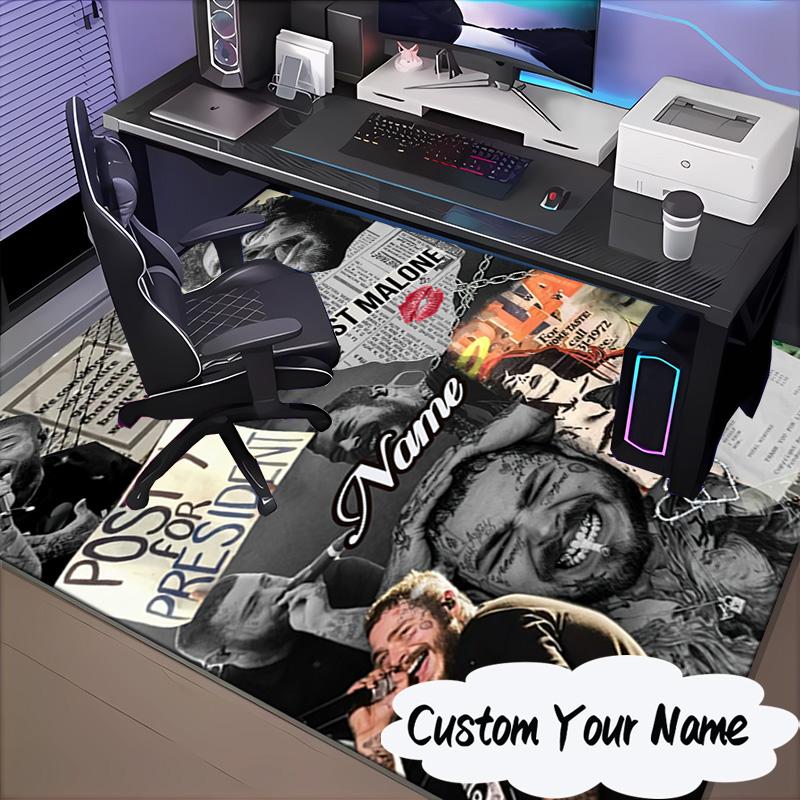 Custom Name Post Malone Artwork Rug for Living Room, Game Rooms, Office, Bedroom, Floor Mat Playful Design, Fan Gifts Christmas Decor