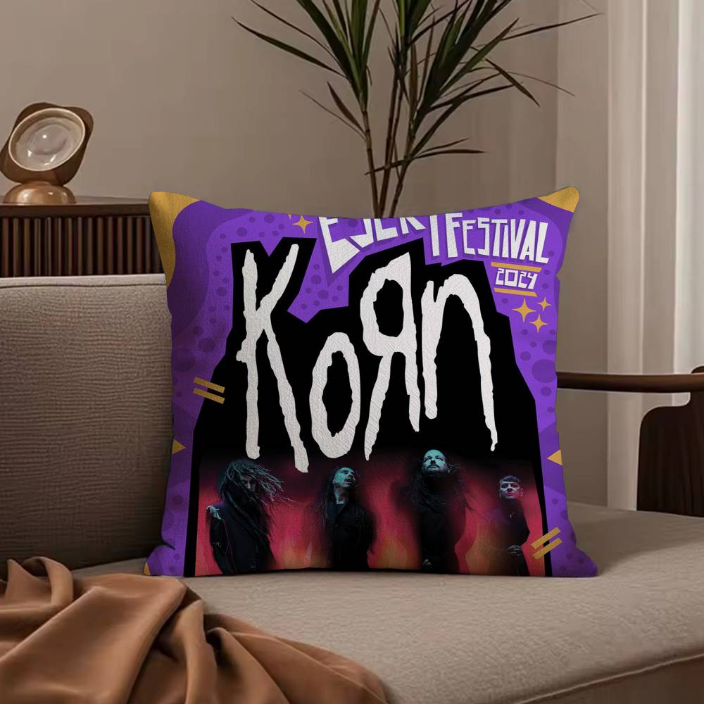 Rock Band K-Korn Pillow Case Anti-dustmite Pillowcase Invisible zipper silky short plush Sofa cushion cover