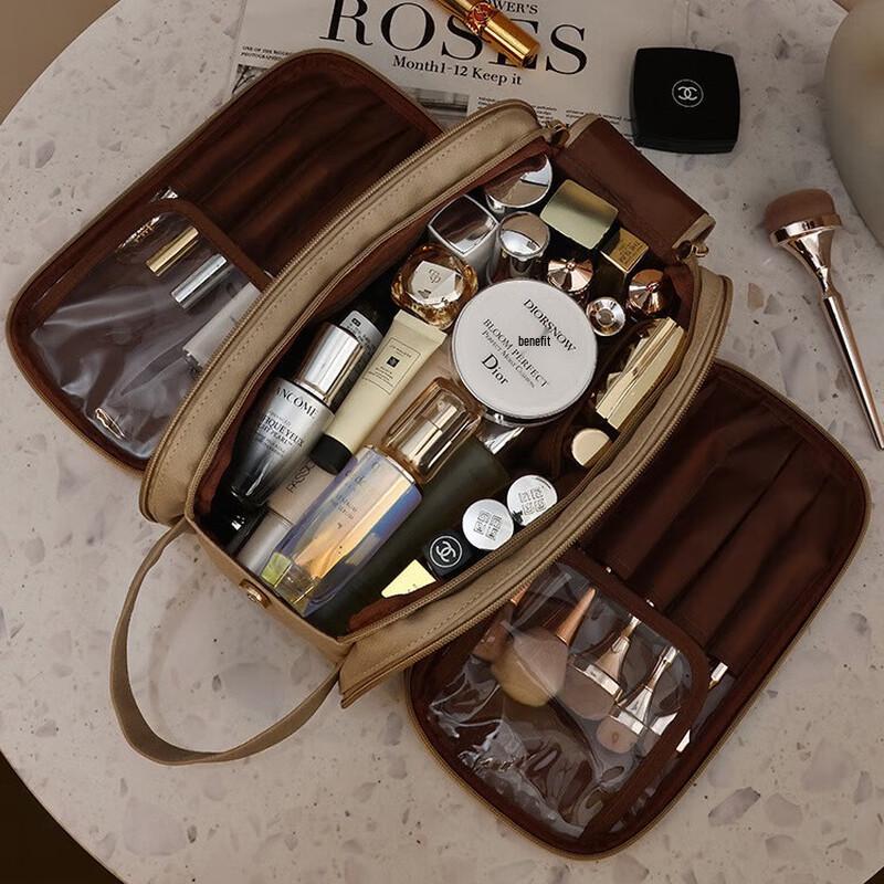 Retro Double Zipper Travel Cosmetic Bag