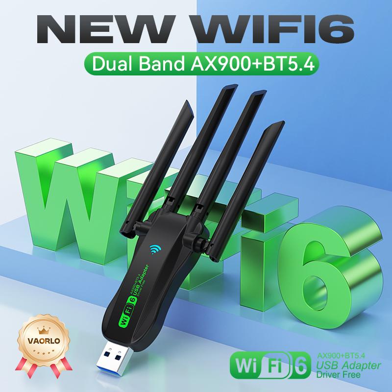 WIFI6 AX900 מתאם אלחוטי USB WiFi Bluetooth 5.4 פס כפול 2.4G+5GHz 4 אנטנות 900Mbps כרטיס רשת מקלט עבור WIN 10/11