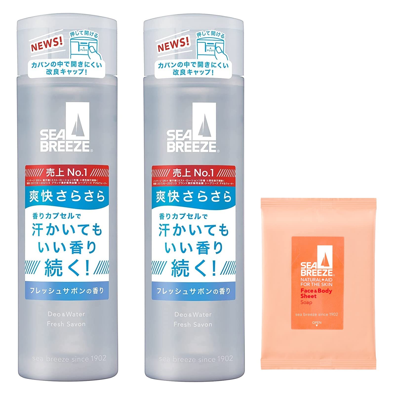

SEABREEZE Deo Water Fresh Savon 160 мл x 2 Бонус Дезодорант-антиперспирант Запах Мягкий Освежающий Аромат Пота Чистый [Оптовая закупка] & (Квази-лекарство) +