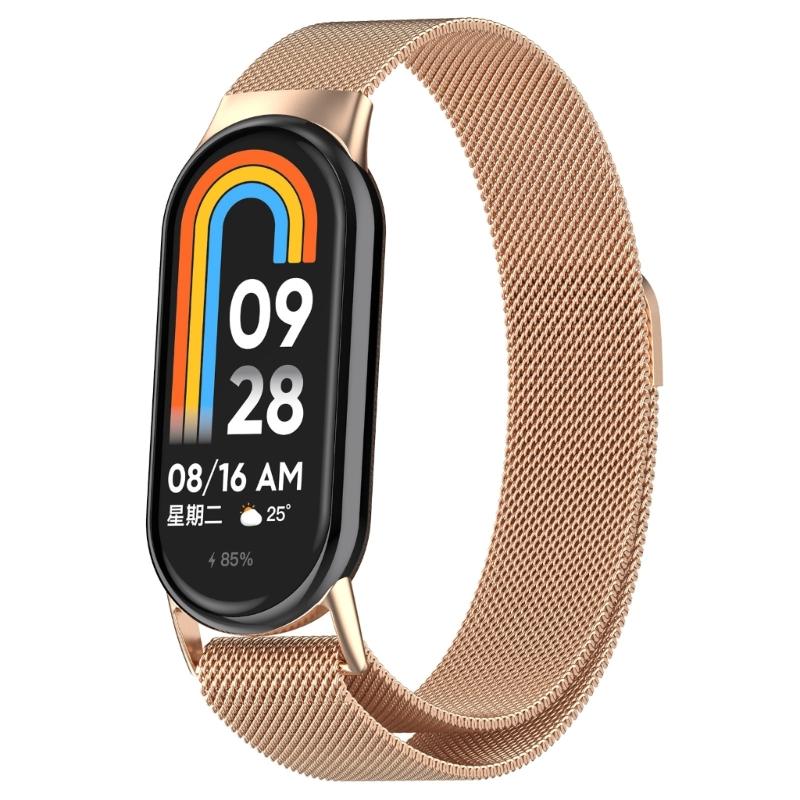 Suitable for Mi-Band 8 Smartwatch Adjustable-Band Strap Stainless Steel Wristband Bracelet Wear-resistance Milanese-Loop