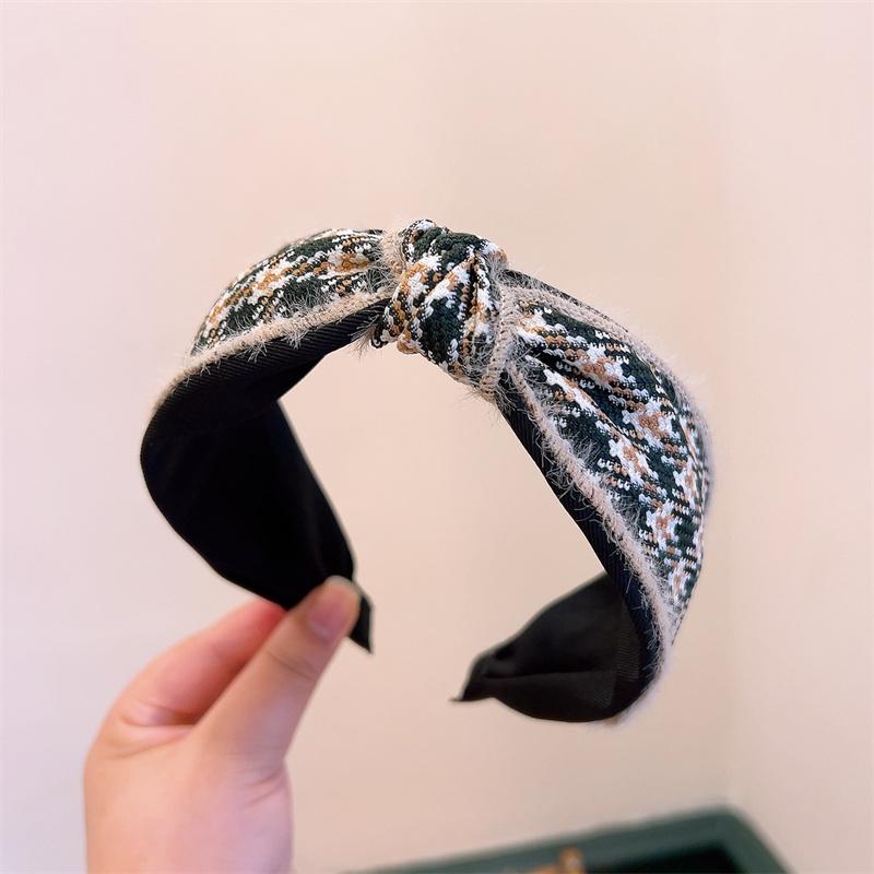 

Широкий женский топ с бантом, завязанный, повязки на голову, классические клетчатые повязки на голову для взрослых, повседневные головные уборы, аксессуары для волос, обруч для волос