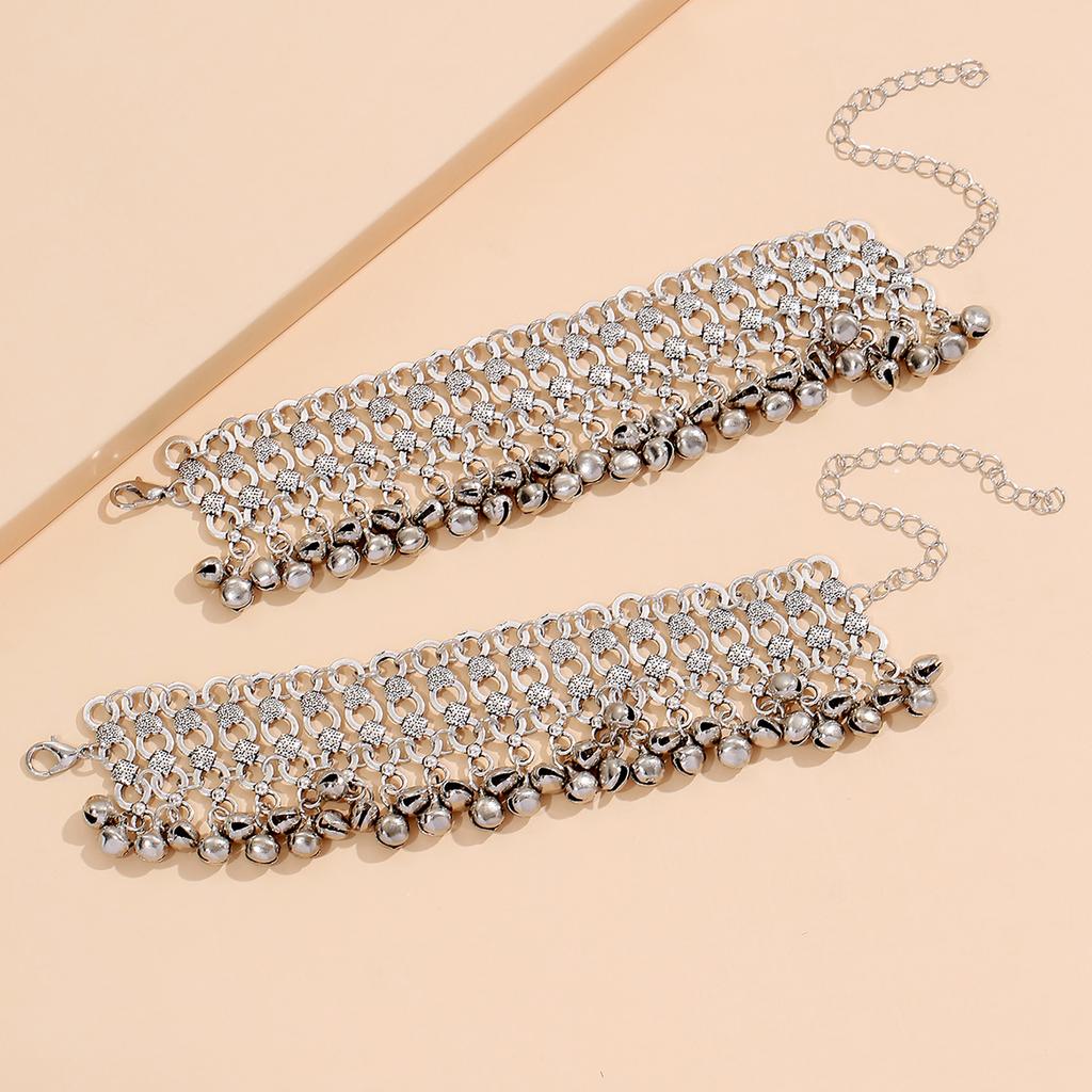 Ladies' retro ethnic style exaggerated bell tassel multi-layer beach ankle chain suitable for dates, parties, festivals, gifts