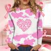 Women's Casual Long Sleeve T-Shirt with Ribbon Print Round Neck Top for Everyday Wear