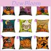 Luxurious Happy Halloween Pillow Case In Linen Blend For Sofa And Waist Comfort
