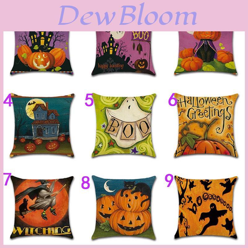 Luxurious Happy Halloween Pillow Case In Linen Blend For Sofa And Waist Comfort
