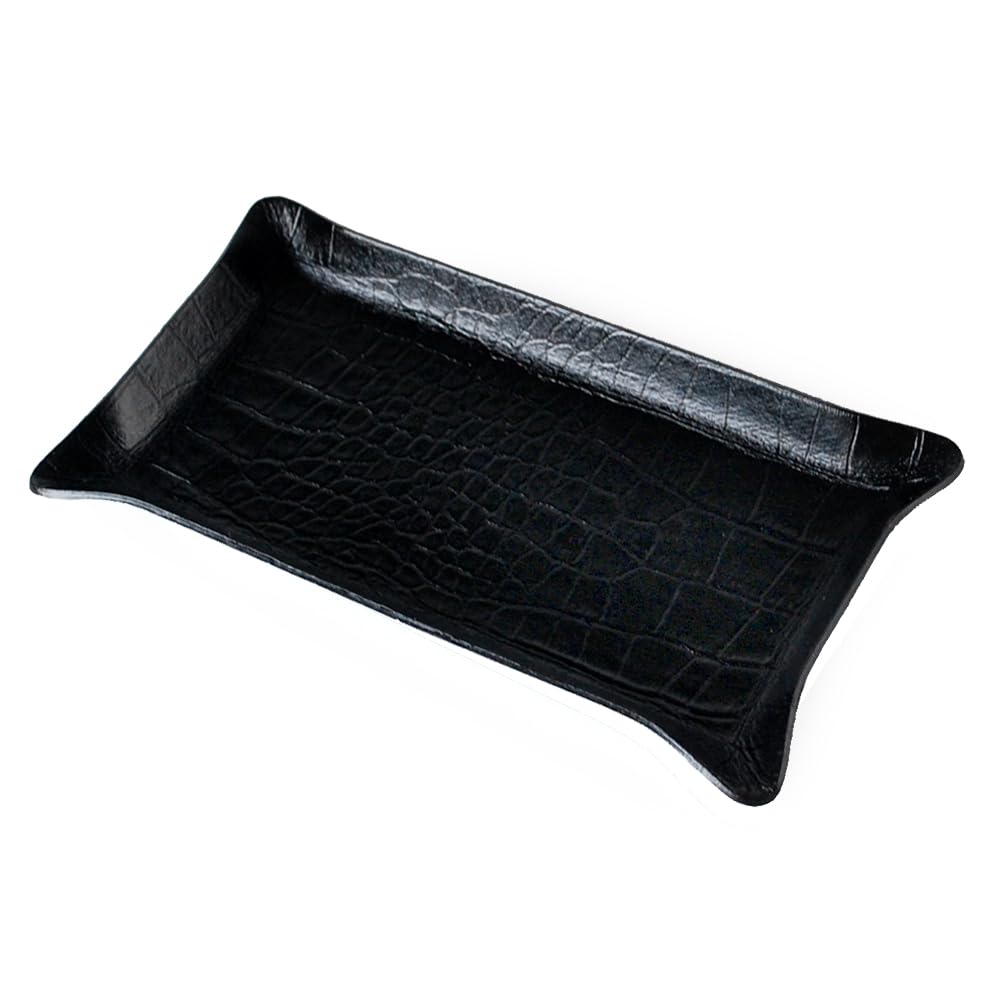 recycled leather cash register coin cash coin cashier small item holder embossed Maintenance-free tray, tray, tray, tray, tray, (crocodile black)