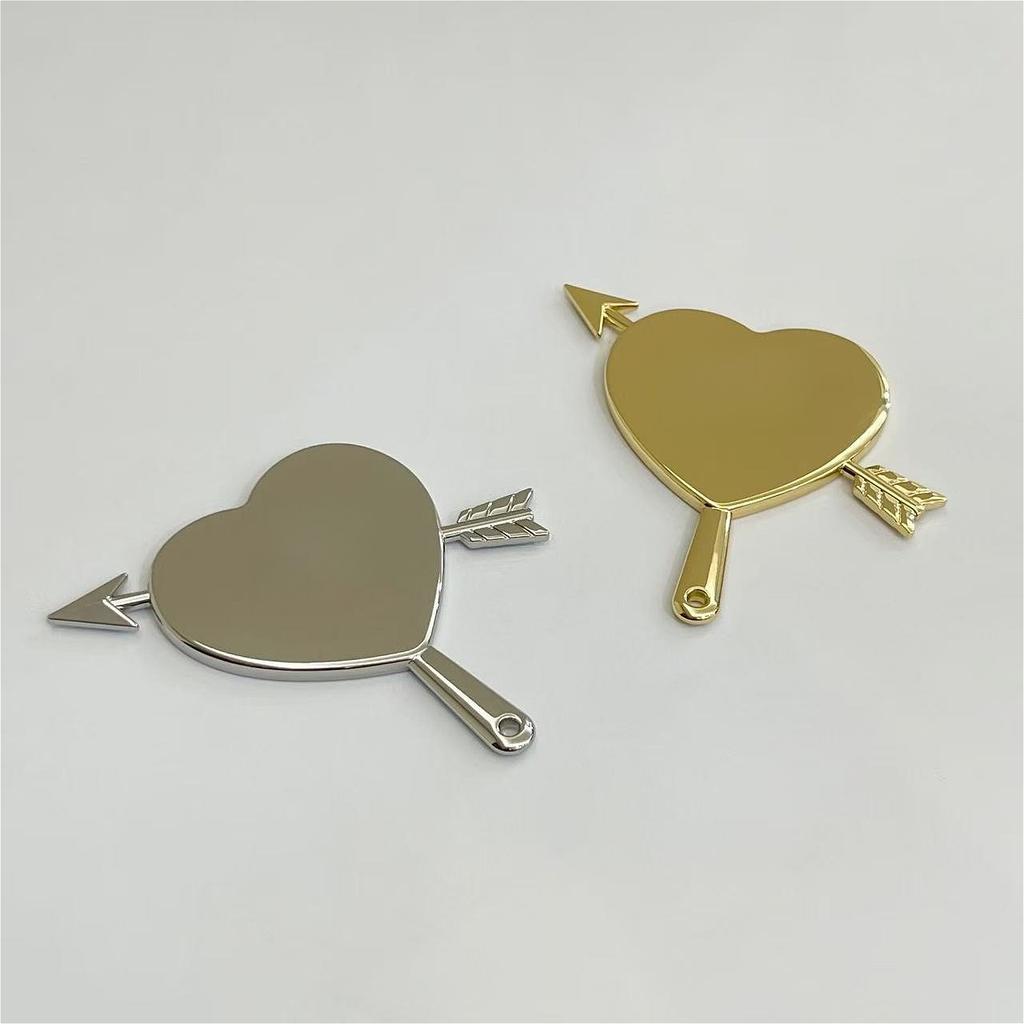 Heart Shaped Handle Compact Mirror, Single Face Portable Vanity Mirror for Home Travel, Gift