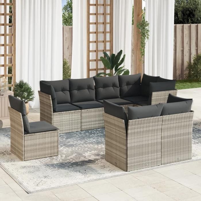 VidaXL Garden Lounge Set with Cushions 8 Pcs, Patio Sofas, Patio Furniture Set, Outdoor Furniture, Grey 3249771