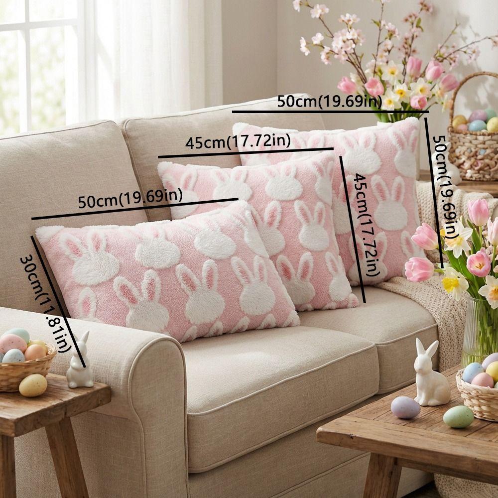 Jacquard Plush Pillow Case Cartoon Rabbit Throw Pillowcase Easter Pillow Covers  Sofa Couch