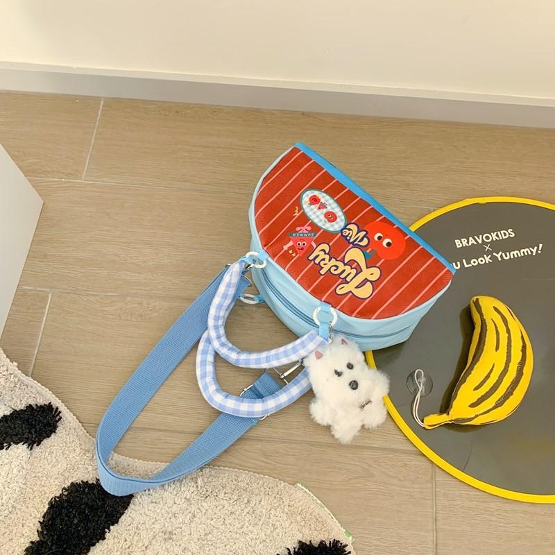 

Printed Striped Shell Crossbody Bag Bring A Puppy Pendant Suitable Daily For Apple