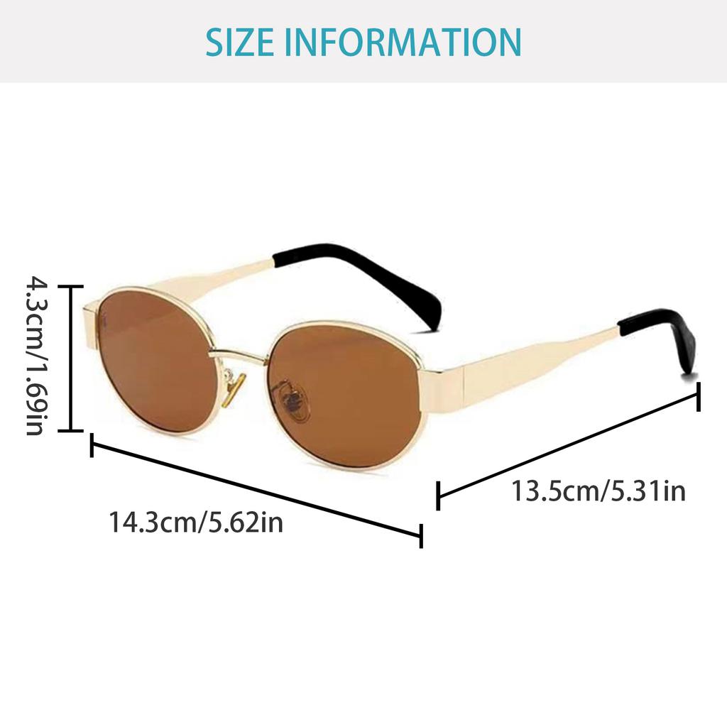 UV Protective Sunglasses for Adult Man Women Metal Oval Frame Sunglasses Sun Protections Sun Glasses Camping Sunglasses