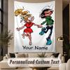 Custom Text Printed Tapestry Gaston Lagaffe Pattern Large Wall Hanging Indoor Room Decor