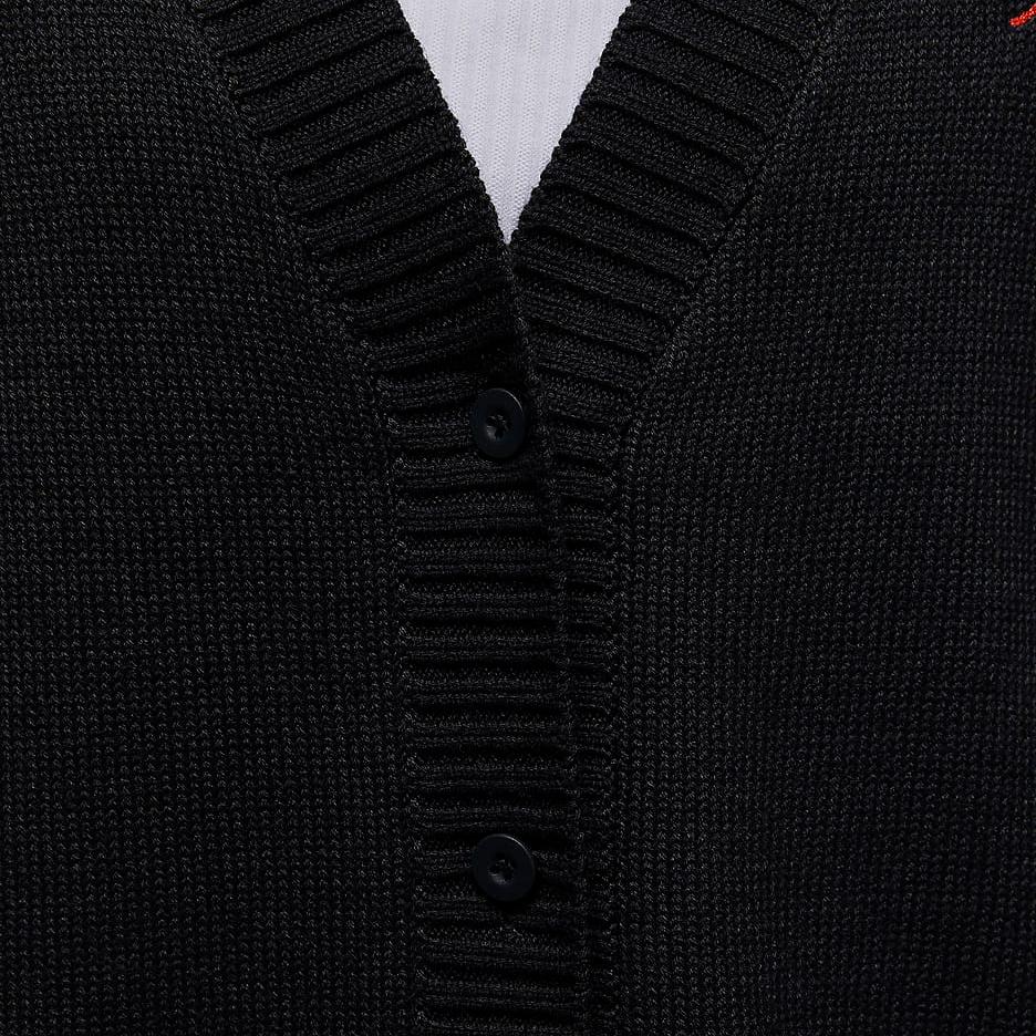 Jordan Solid Logo Loose Cardigan Sweater Women sweater Black FN5363-045