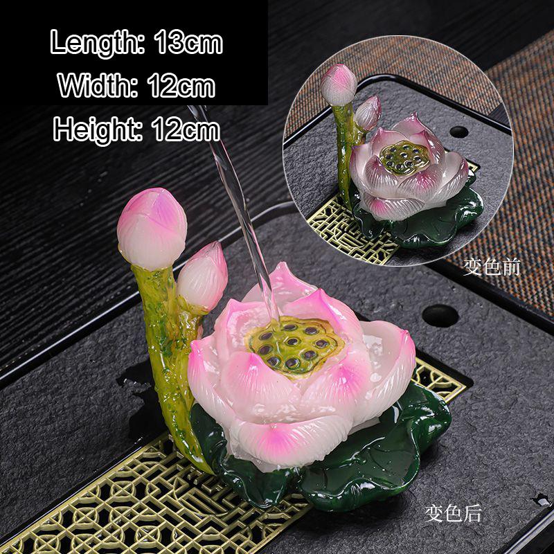 Zhaocai-Farbwechselnder Lotus-Teetier, Kleines Harzornament, Kreatives Kung Fu Tee-Set Zubehör, Boutique-Dekoration, 1 Stück