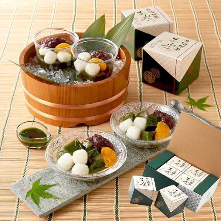 

Ито Кюэмон Удзи Матча Анмицу 4 штуки красная фасоль матча мандарин Анмицу (желе, агар, сиратама, паста, сироп, апельсин)