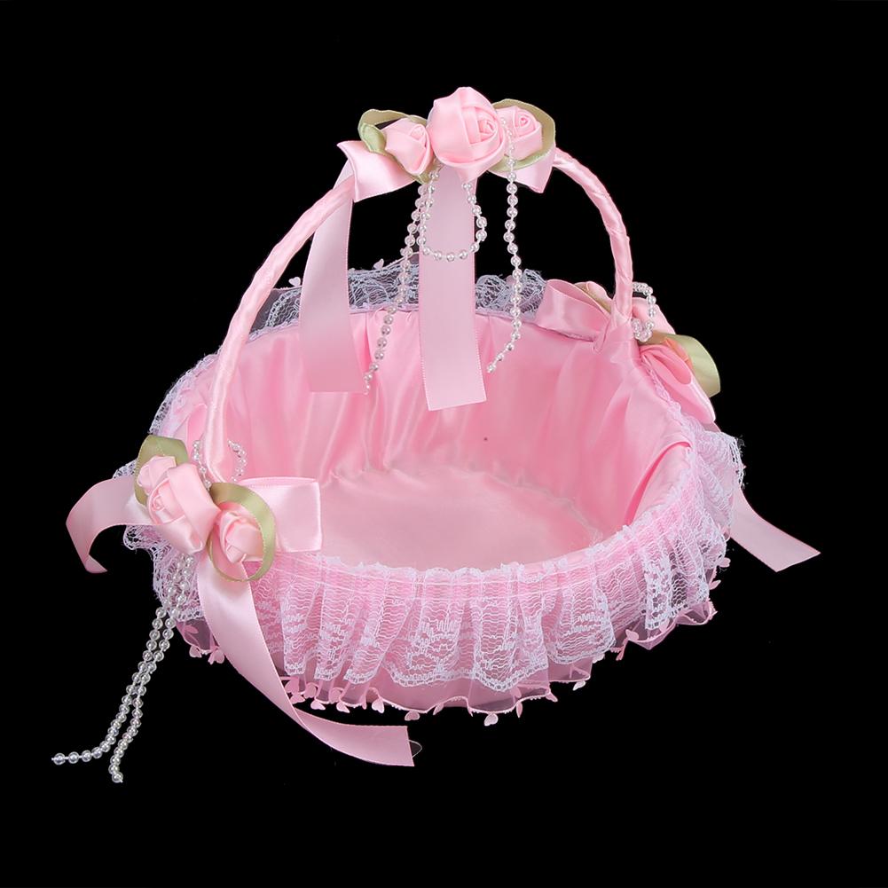 Bärbar Bröllopsspets Blombukett Korg Behållare Fest Ceremoni Tillbehör Dekoration