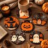 6pcs Pumpkin Halloween Coasters Wooden Heat Insulation Pad Tableware Mat Dining Table
