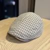 New Vintage Plaid Versatile Beret for Women, New Artistic Breathable Painter's Hat, Worn Backwards To Make the Face Appear Smaller