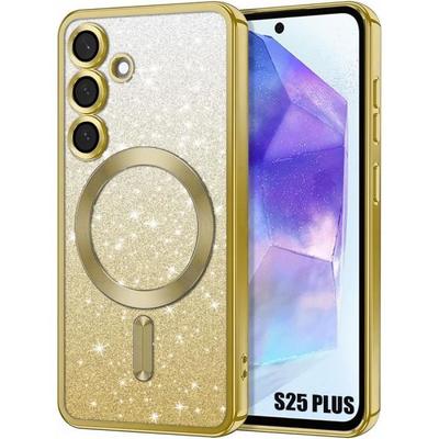 Case for Samsung Galaxy S25 Plus (S25+) with Magnetic Ring - Sparkling Protection - Gold