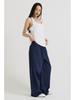 Beidipi Cotton Wide Elastic Waist Pants, Navy