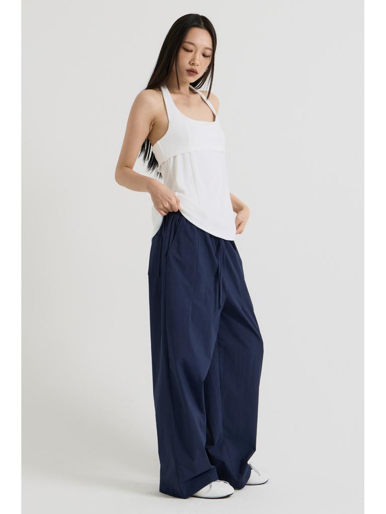 Beidipi Cotton Wide Elastic Waist Pants, Navy