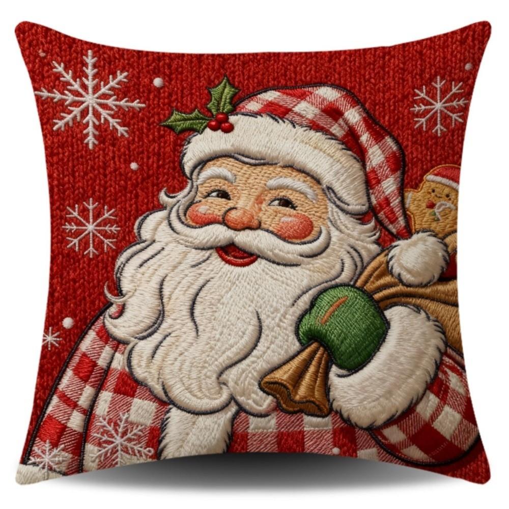 Soft Fabric Christmas Pillow Cover Square Sofa Pillow Case New Holiday Throw Cushion Home Decor