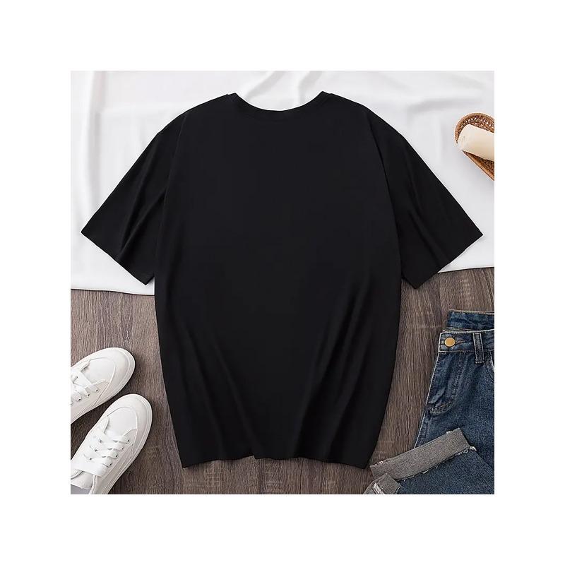 European size Women'S Plus Size Oversized T-Shirt - White with Multicolor Heart Print