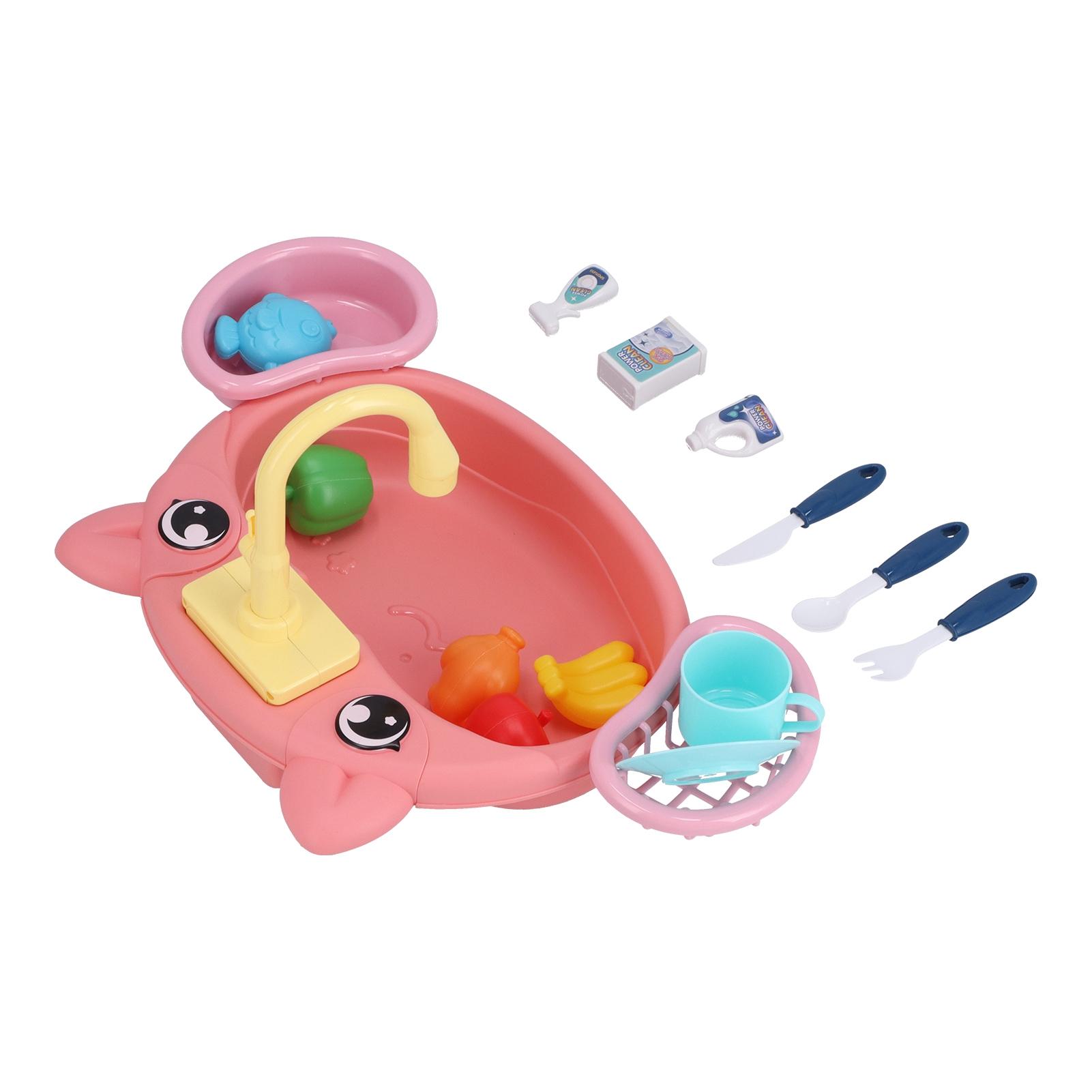 

Kitchen Sink Play Set Plastic Interactive Pretend Kitchen Sink Toys for Kids Over 3 Years Old