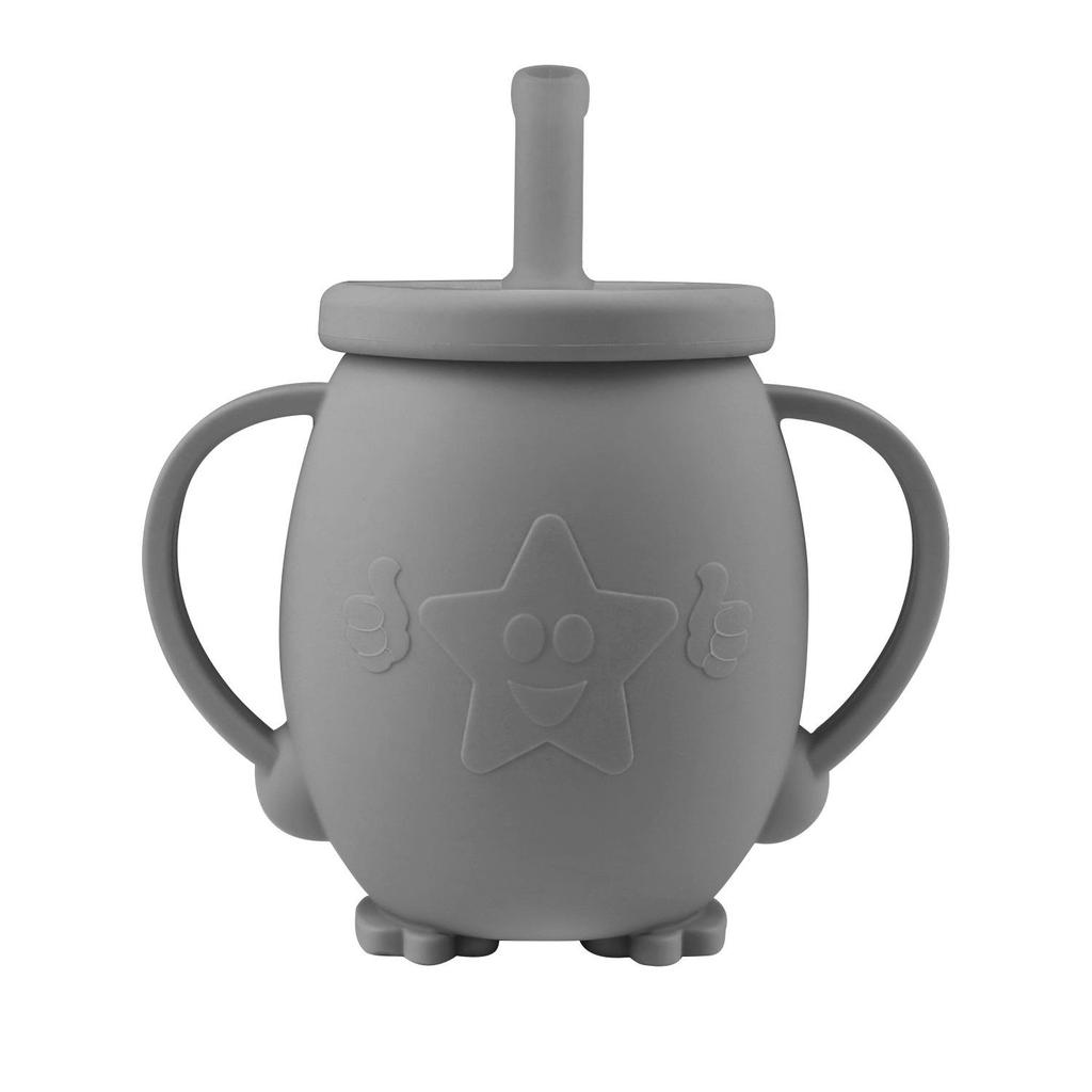 Silicone Toddler Training Cup with Straw Lid, Anti-fall Design