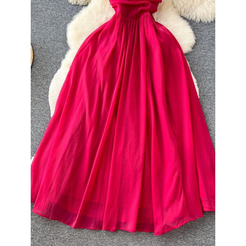 Pleated Summer Stylish Waist Trimming Spaghetti Straps Dress