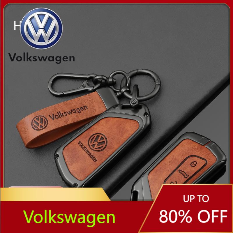 Valve Stems Caps For VOLKSWAGEN VW Fashion Zinc Alloy Leather Car Key Case Cover Shell For VW Volkswagen Golf 8 2020 SEAT Leon M QQ8