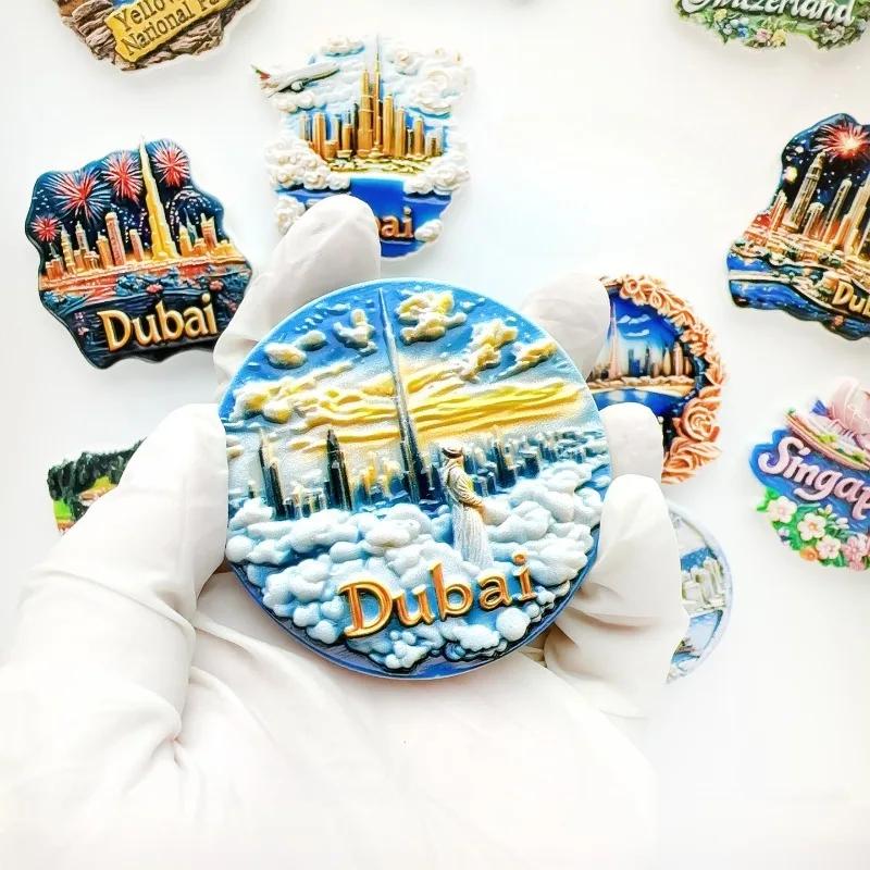 Dubai Fridge Stickers Burj Khalifa Tower Souvenirs Photo Wall Magnetic Stickers Home Decoration Wedding Gifts