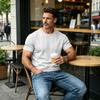 Men's Short Sleeve Crew Neck Knit T Shirt Classic Fit Cable Pattern Pullover Top for Casual Daily Wear